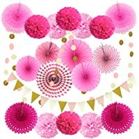 Los mejores  - Zerodeco Decoración de la Fiesta- 21 Piezas Abanicos de Papel Bola de Nido Pom Poms Ventilador Cumpleaños Boda Carnaval…